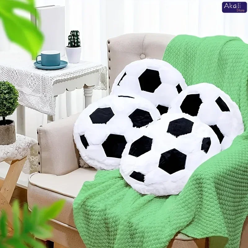 Sports Themed Plush Pillow Football Basketball Design Soft Fabric Cushion Simulation Football Doll Children's Birthday Gifts
