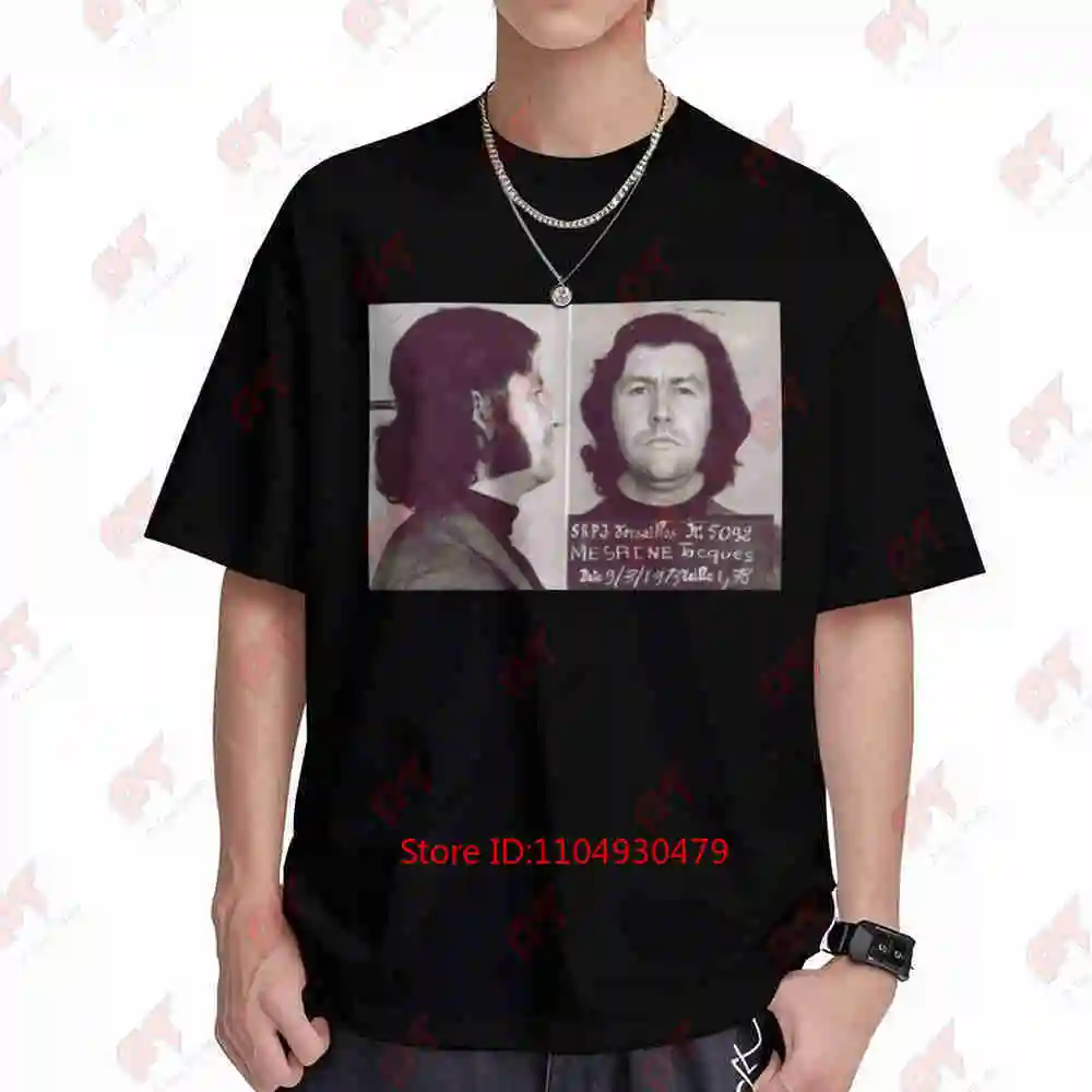 Jacques Mesrine Mugshot Short Sleeve Tee 100% Cotton T-Shirt