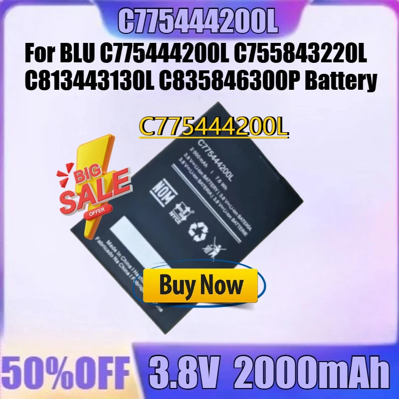 

For BLU C775444200L C755843220L C813443130L C835846300P Battery New C775444200L 3.8V 2000mAh Battery