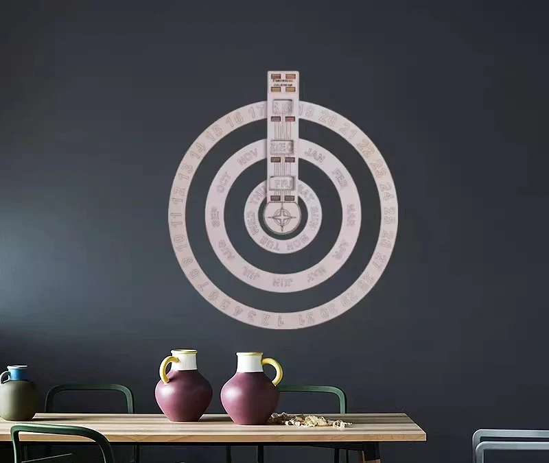 Wooden wall calendar Round rotating calendar Wall decoration Perpetual table