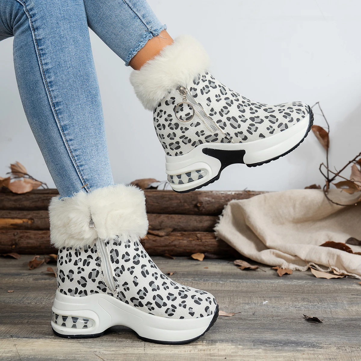 Botas cálidas y gruesas para mujer, botines de plataforma, informales, cómodas, Invierno