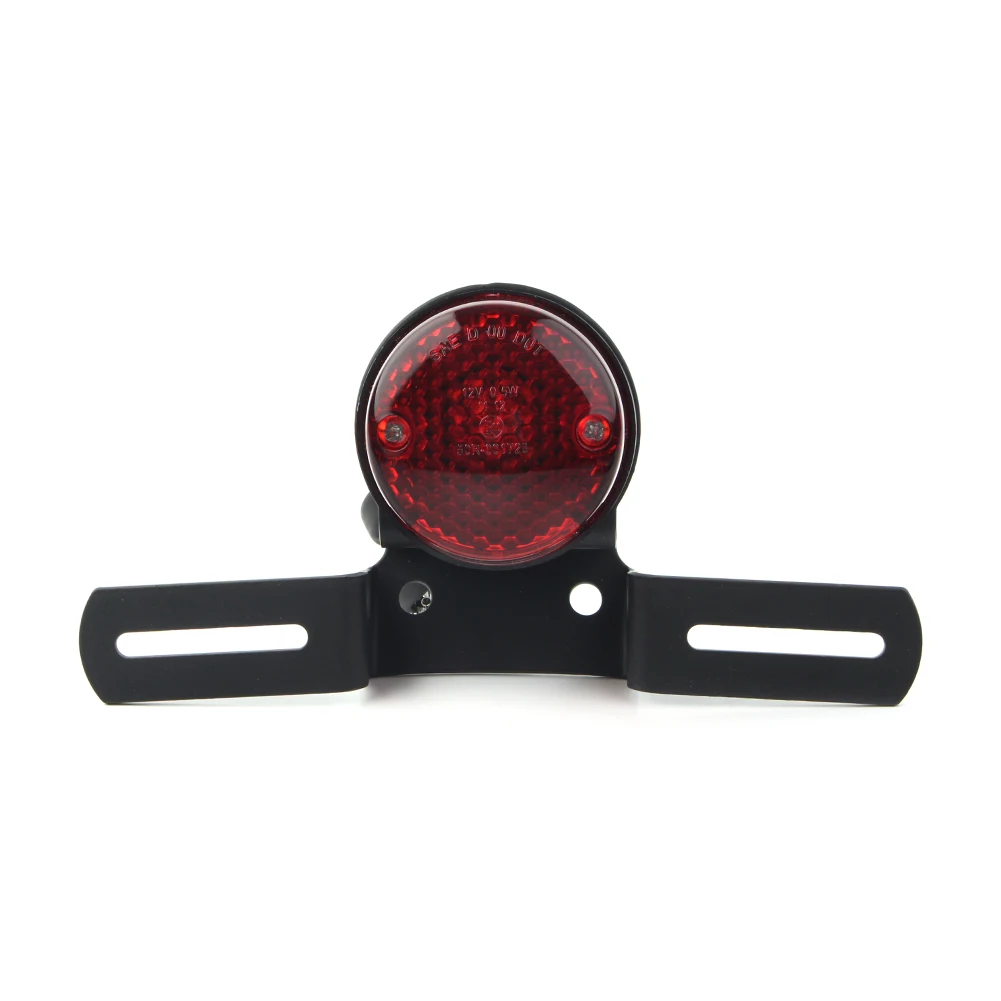 12V Round Red Motorcycle Universal LED Brake Rear Tail Light for Bobber Chopper Cafe Racer ATVS