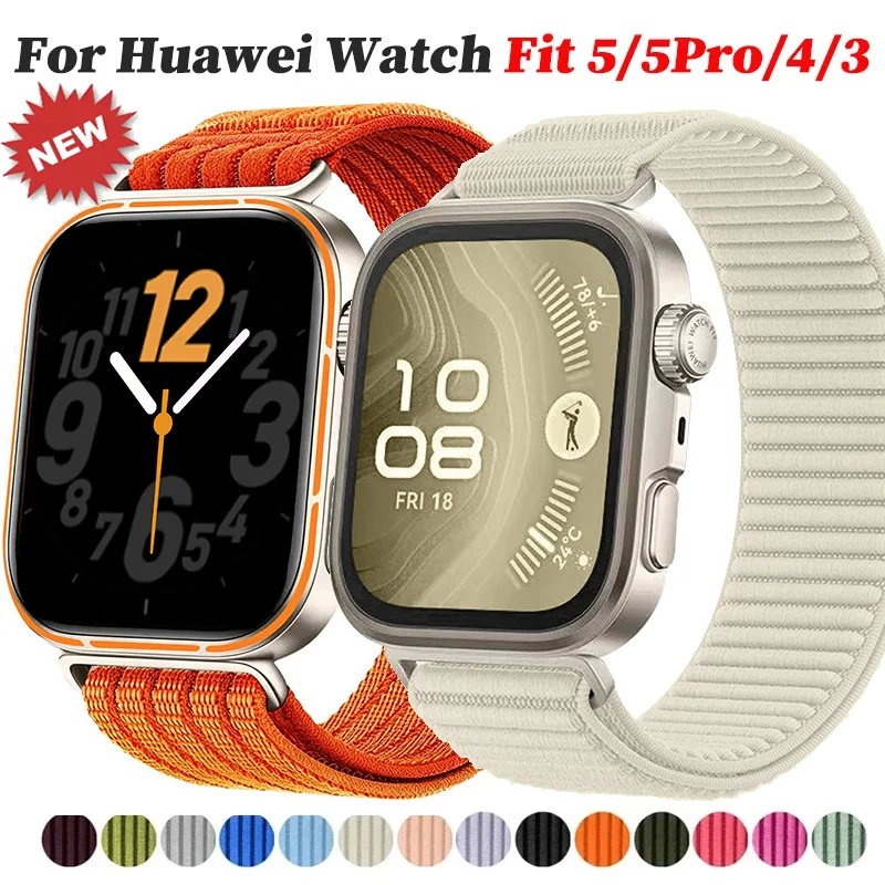 Armband für Huawei Watch Fit 5Pro 4Pro, atmungsaktives Sport-Nylon-Schlaufenarmband, Correa für Huawei Watch Fit5 Fit4 Fit3 Gürtel