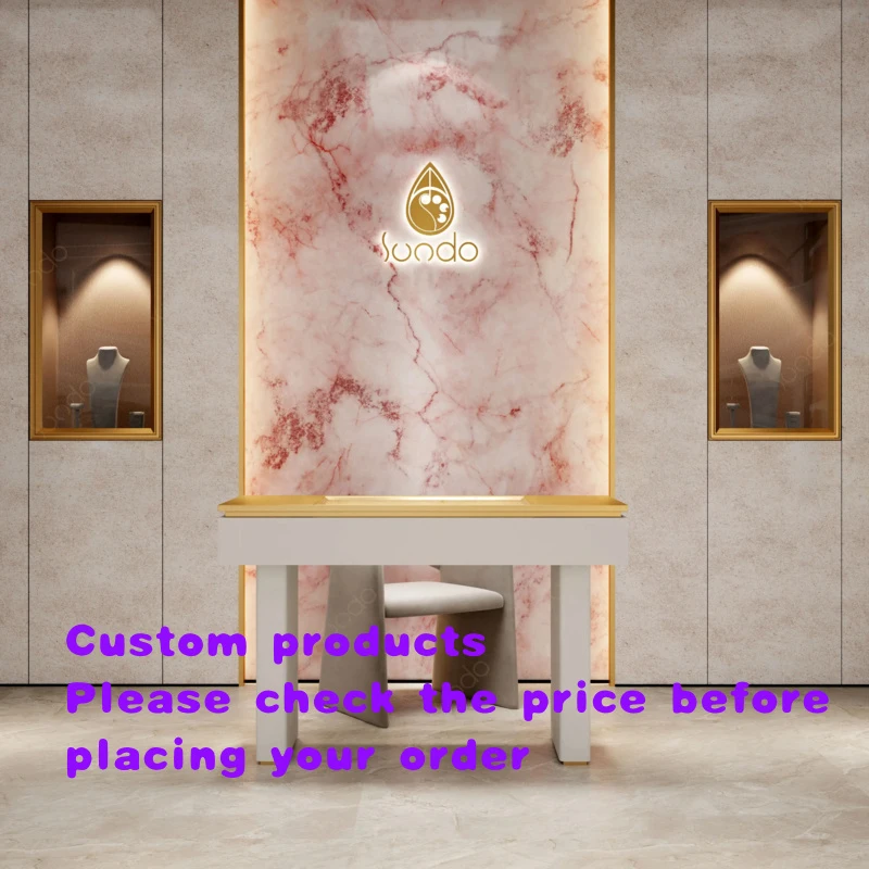 

custom.Stainless Steel Jewelry Cabinet Design Showroom Table Luxury Half Exhibition Showcase Counter Jewelry Shop Display
