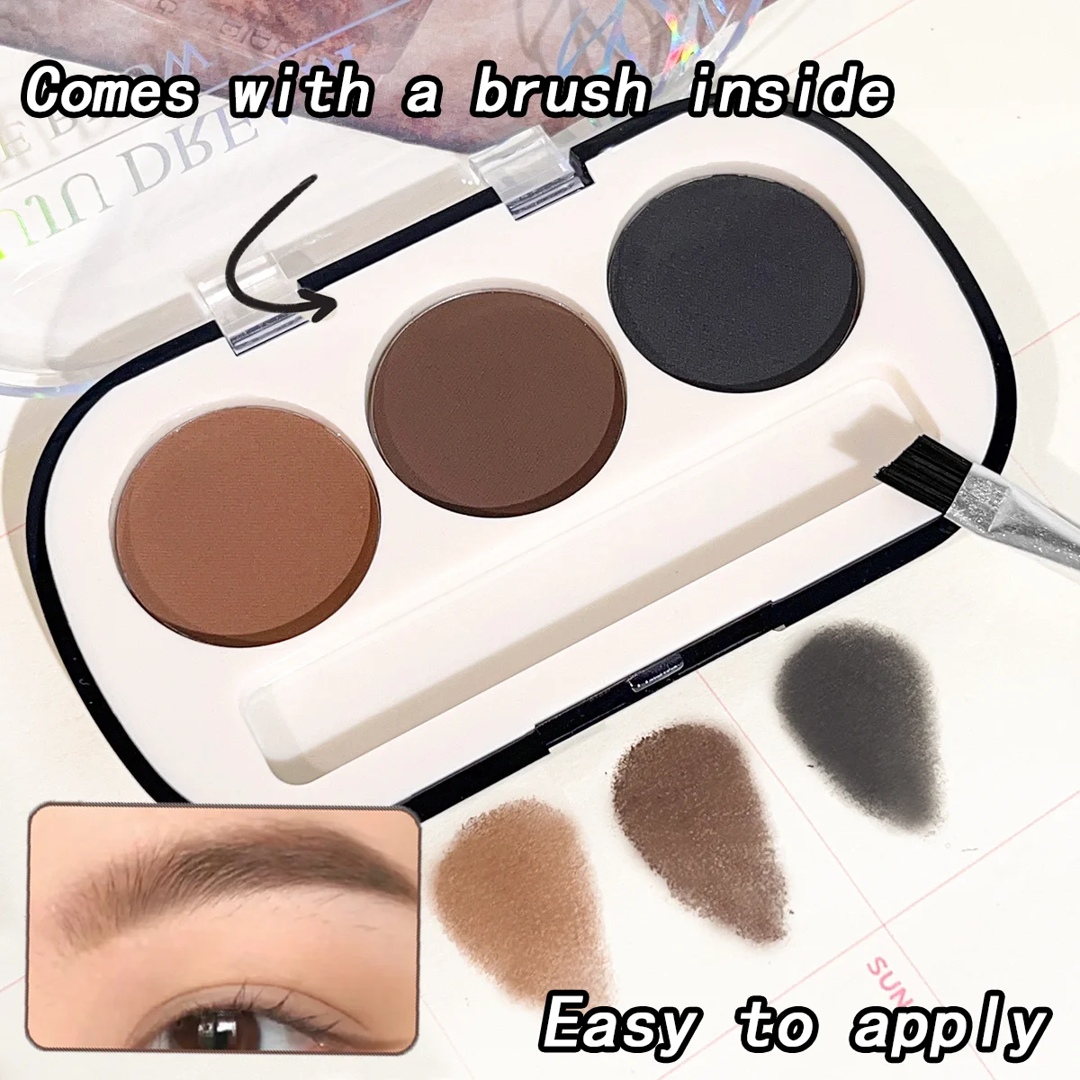Three-color eyebrow powder pan eyebrow cream lasting waterproof and sweat-proof beginner eyebrow powder female