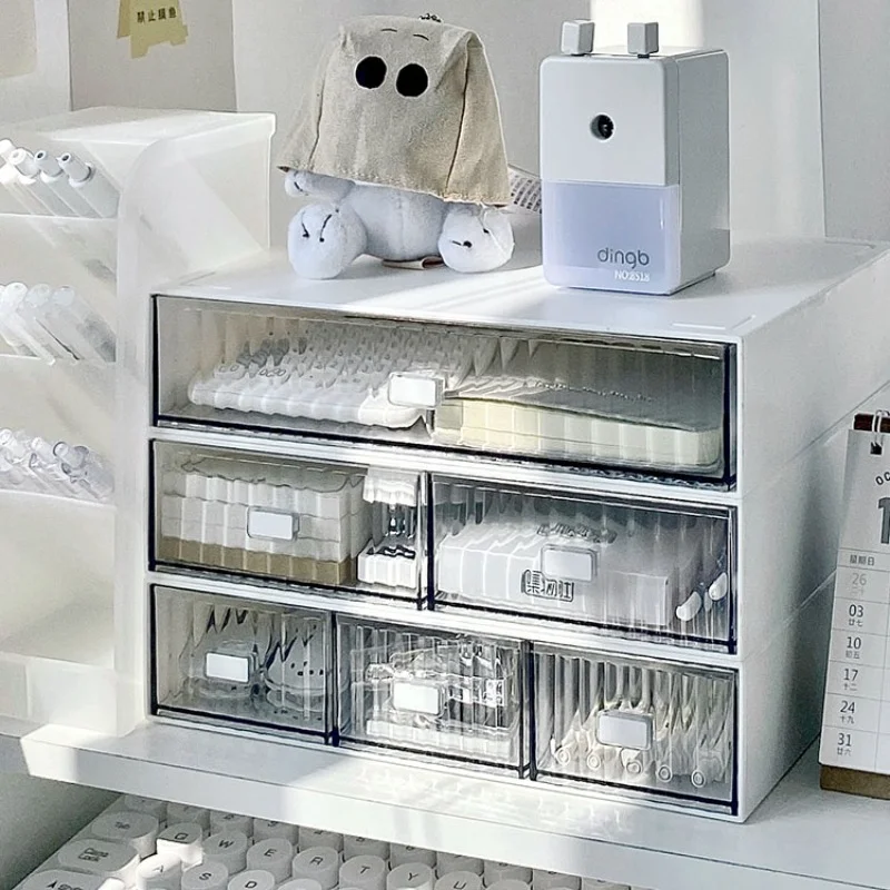 Ins Desktop Multi-grid Stackable Storage Box Organizer Dormitory Desk Drawer Student Stationery Supplies Office Desk Organizer