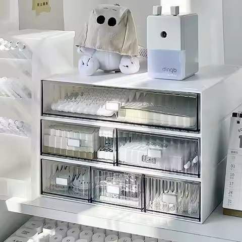 Ins Desktop Multi-grid Stackable Storage Box Organizer Dormitory Desk Drawer Student Stationery Supplies Office Desk Organizer