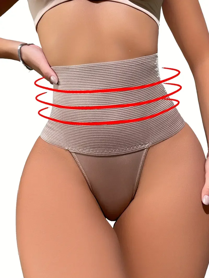 3Pcs/Set Women High Waist Control Shaper Thongs Breathable Comfort Elastic Intimates Shapewear Panties Lingerie Underwear