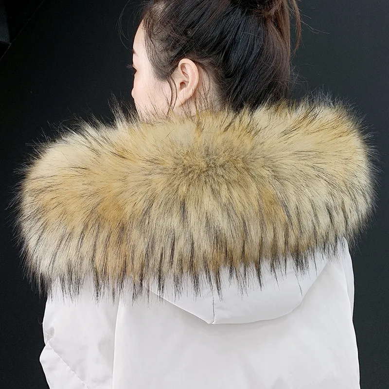 2023 New Women Faux Fur Collar Fluffy Warm Fur Scraf Super Luxury Big Men Children Jackets Hood Trims Decor Scraves Wraps 90cm