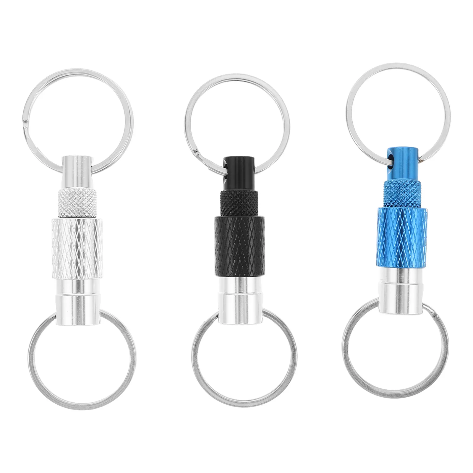 3Pcs Metal Quick Release Keychain Aluminum Alloy Detachable Key Ring Quick Disconnect Pull Apart Keyrings for Travel Office Car