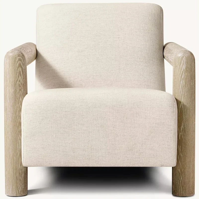 Modern American luxury single sofa retro wooden legs soft casual design home office living room bedroom hotel villa