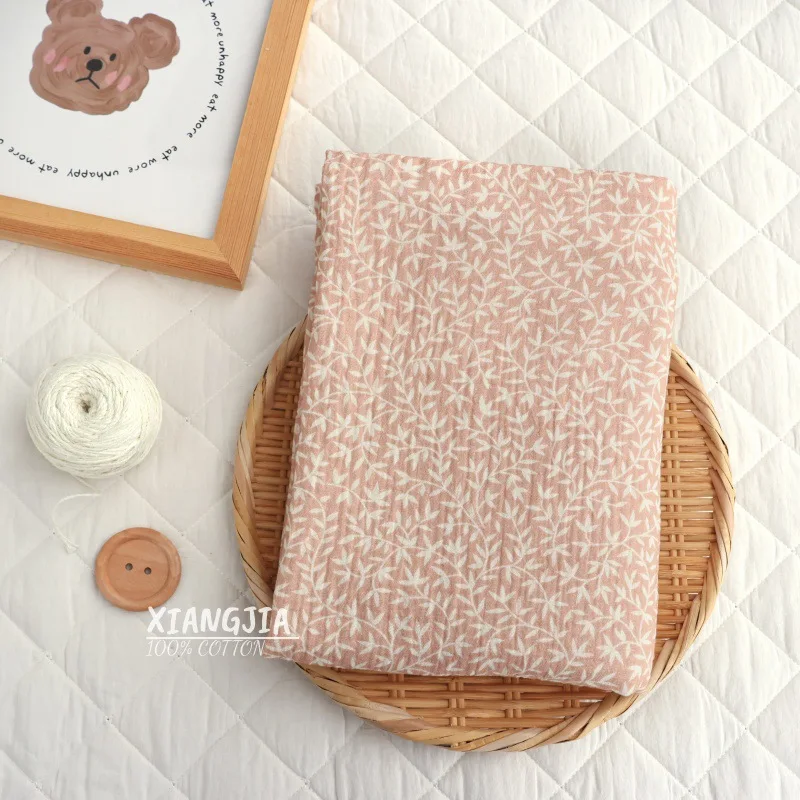 135x50cm Soft Willow Leaf White Shadow Baby Cotton Double Layer Gauze Warm Crepe Fabric Children's Pajamas Sewing Cloth view 6