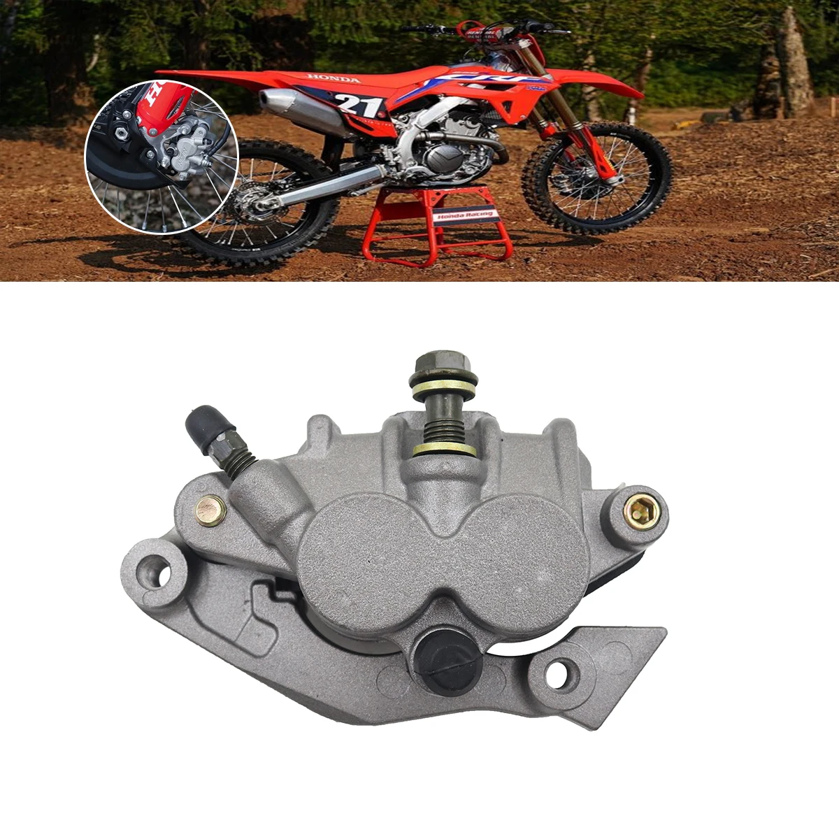 

Front Brake Caliper for Honda CR125R CR250R CRF250R CRF450R CRF150F CRF230F CRF250X CRF450X XR250R XR400R 600R XR650L with Pads