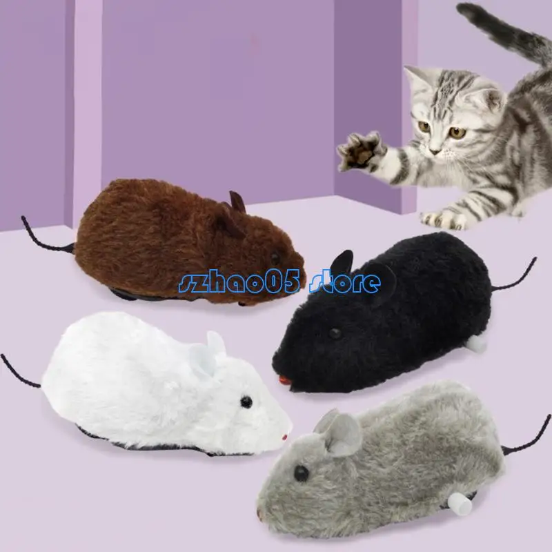 

85LE Pack Of 4 Wind Up Mice Toy Realistic Plush Mouse Spring Toy For Kids And Pet Fun Indoor Outdoor Playsets