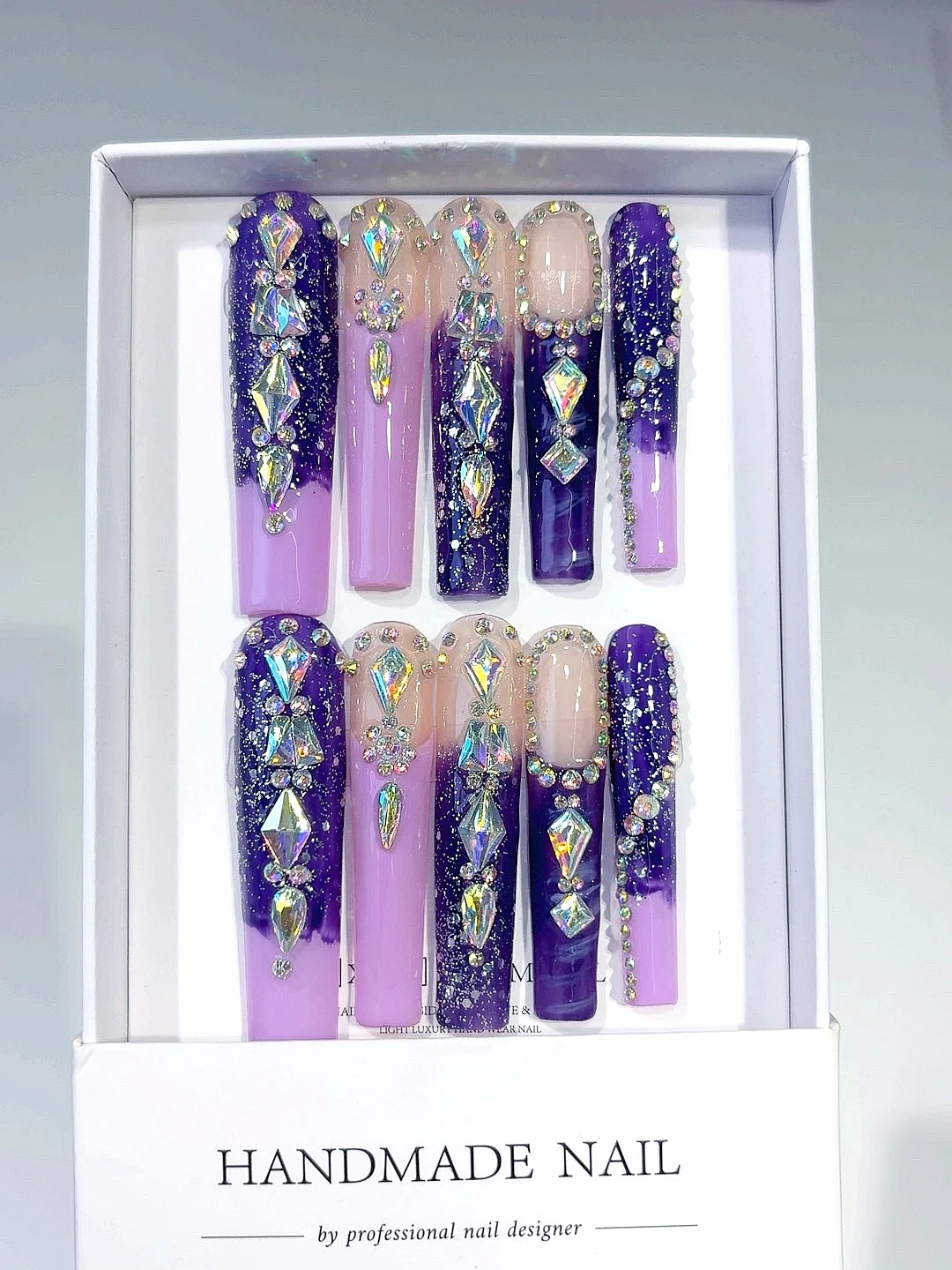 5cm 퍼플 스파클링 라인스톤 라이트 럭셔리 패션 네일아트 (M029)