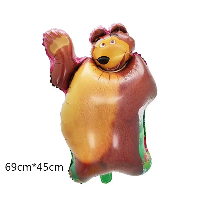 Mascha und der Bär Geburtstagsdekoration Tischgeschirr Becher Teller Tischdecke Ballon Banner Hintergrund Geschenktüten für Kinderparty-Zubehör – Detail 32