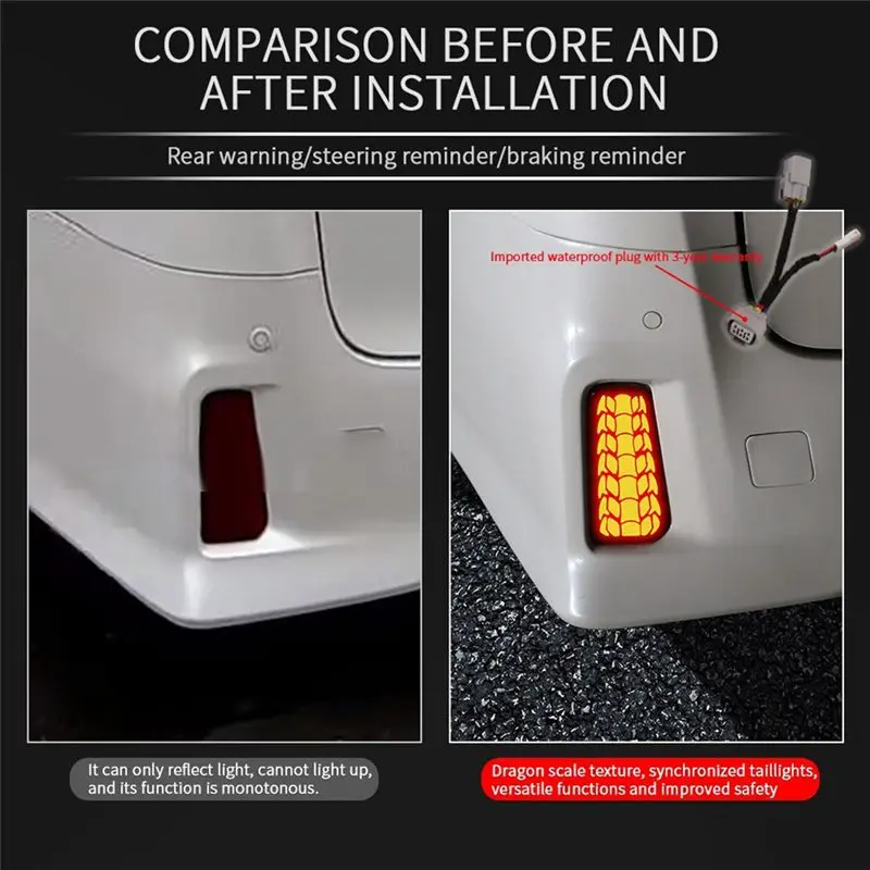 

A64P-Car LED Rear Bumper Fog Lights Brake Lights Dynamic Turn Signal Lights For Toyota ALPHARD/VELLFIRE 30 Series