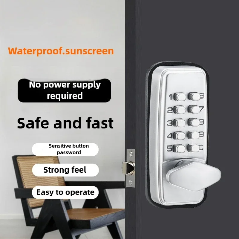 New Mini Mechanical Combination Lock, No Electric Wood Door, Office Room Combination Door Lock Waterproof Zinc Alloy