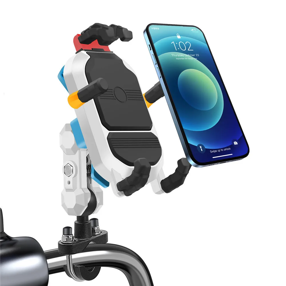 Colourful Universal Phone Holder with Sunhood Rotatable Motorbike E-bike Shock Absorbing Phone Bracket Mount Handle Bar