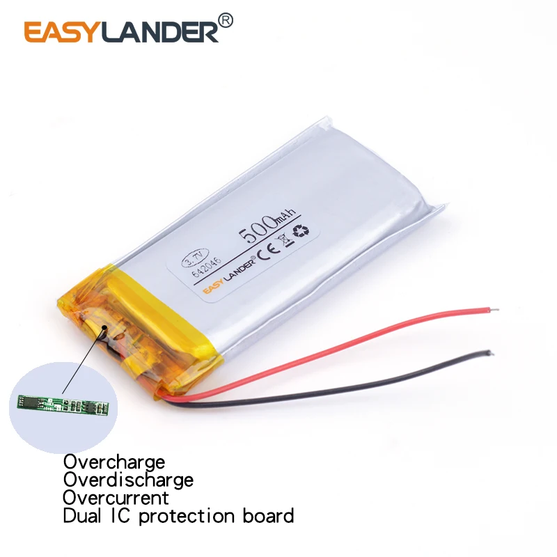 3 unids/lote 642046   Batería recargable de polímero de litio Li-ion 3,7 V 500mAh para timbre de seguridad de vídeo doméstico inteligente MP3