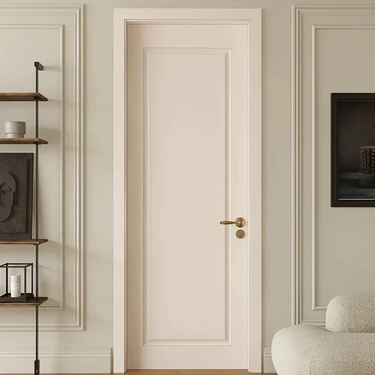 

Cream wind painted door, simple light luxury bedroom door, household high-end wooden door