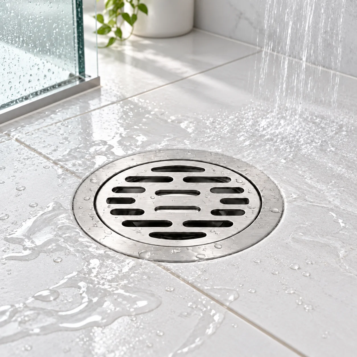 Round Floor Drain Cover 304 Stainless Steel Gravity Self Closing Anti Odor Anti Insect Fast Drainage