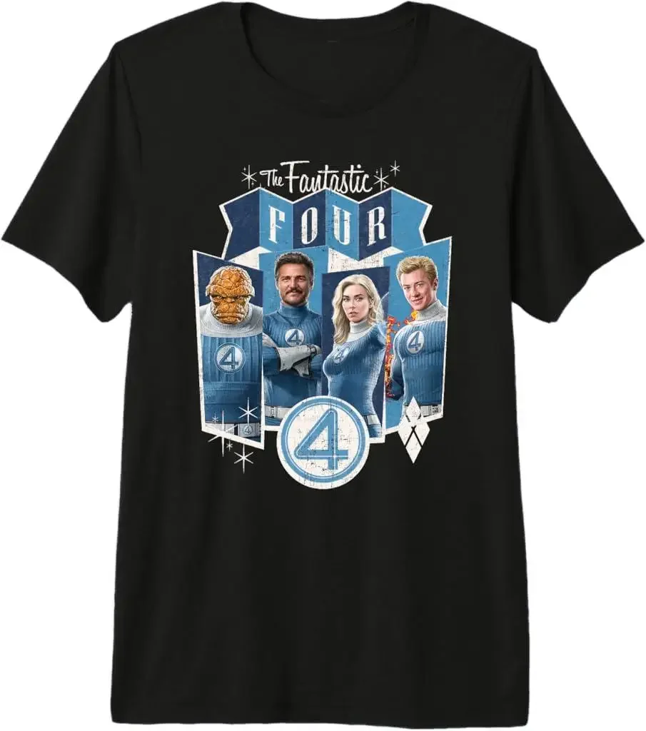 

Marvel Fantastic Four Graphic Black Cotton Short Sleeve T-Shirt Official Design Neck Comic Fans Events Available Multiple Sizes