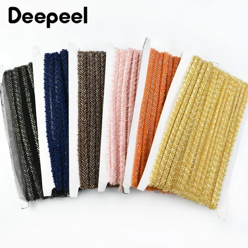 2/5Yards Deepeel 7mm Beaded Lace Fabric Trim Ribbon Clothing Decoration Trimming Fringe Wedding Dress DIY Sewing Accessories