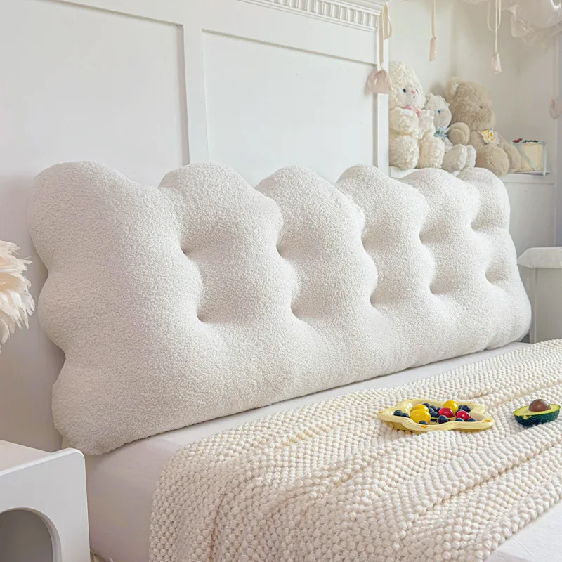 Headboard Cushion Teddy Velvet Snowball Bed Rest Pillow Backrest Pillow Soft Bed Backrest Bag Back Cushion Pad Pillow Headboard