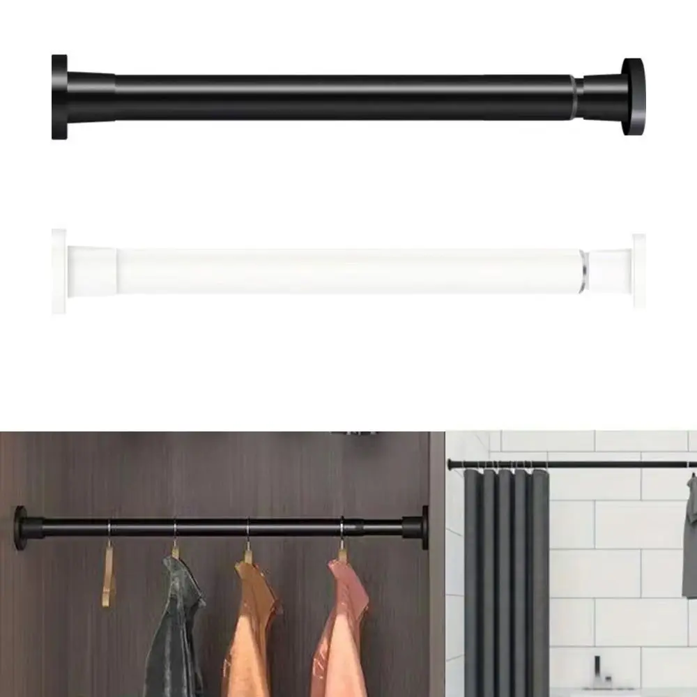 Metal Telescopic Door Curtain Rod No Drilling Adjustable Length Spring Curtain Rod Multi-functional Shower Curtain Pole