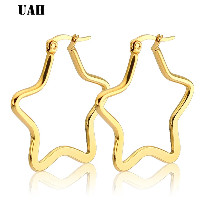 UAH Trendy Gold Color Small Star Hoop Earrings for Women 2019 Ear Piercing Huggie Earrings Simple Jewelry Bijoux Brincos