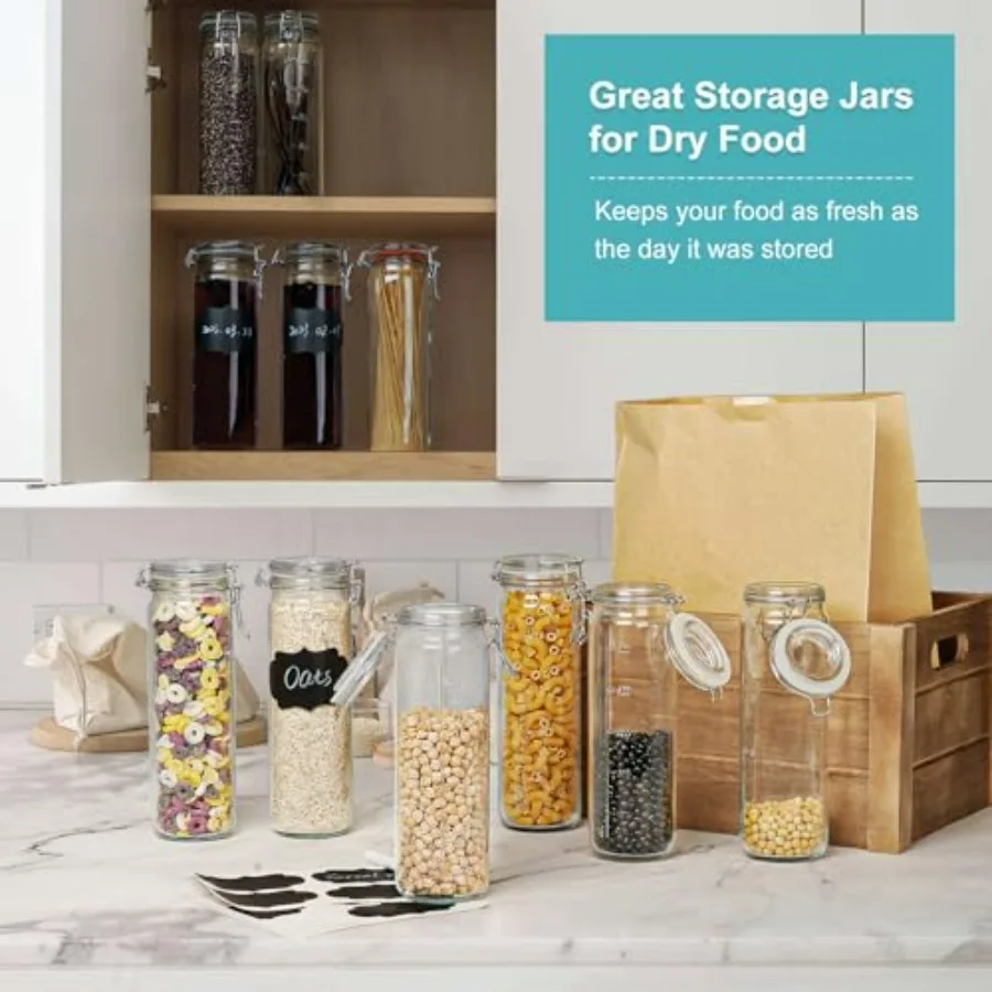 برطمانات زجاجية سعة 20 أونصة مع أغطية محكمة الغلق لمستخلص الفانيليا، 8 عبوات من زجاجات العصير الزجاجية مع أغطية مفصلية وخطوط مقياس، بطول 600 مل #3