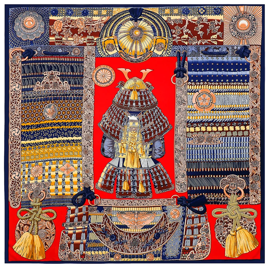 

130CM Silk Scarf Women Large Shawls Palace Armor Tassel Stoles Square Bandana Luxury Kerchief Hijab Scarf Female Foulards