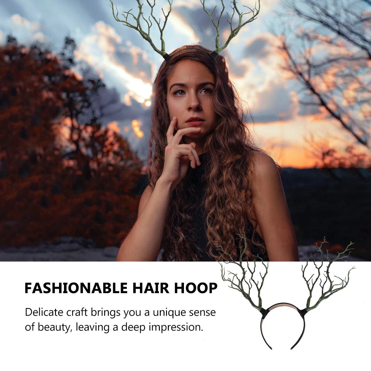 

Witch Horn Shaped Hair Hoop Darkly Style Hairwear Halloween Party Headband Headdress Accessories Kids Lightweight Craft Beauty