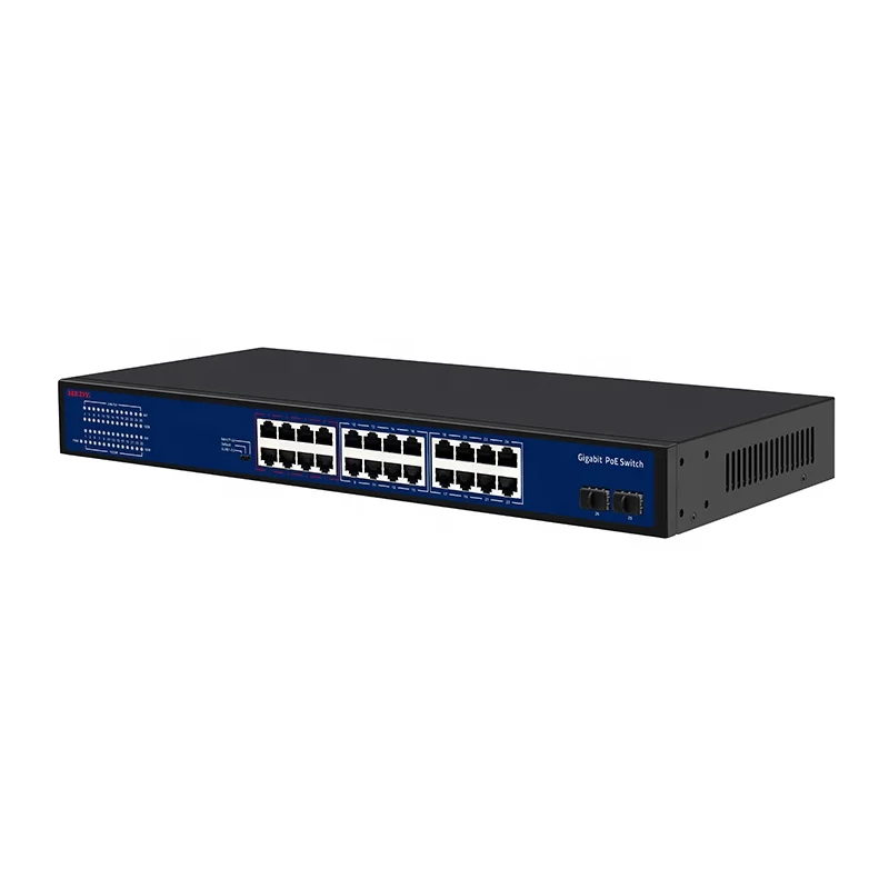 300W PoE switch 24 PoE ports 10/100Mbps 2 1000Mbps and 1 Gigabit SFP Uplink port PoE switch