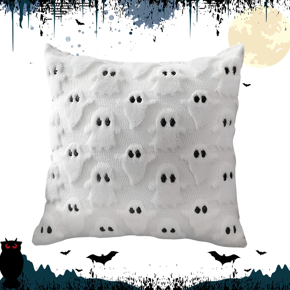 

Halloween Ghost Pillow Cover Ghost Throw Pillow Case Cute Plush Ghost Pillowcase Couch Cushion Case for Home Car Decor