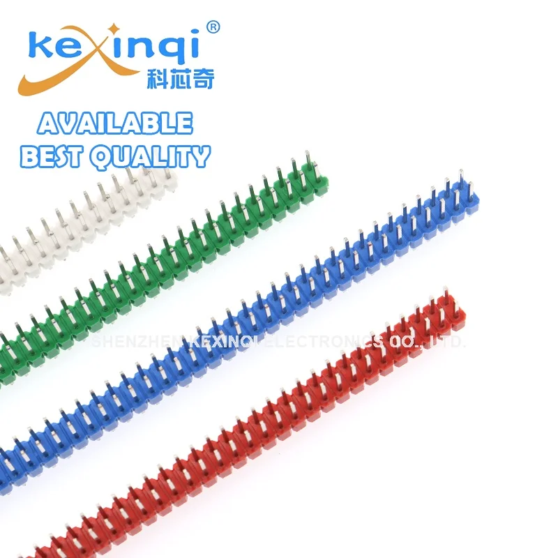 10pcs Single Double Row Spacing 2.54MM 1P*40P 2*40P DIP Bend Copper Breakable Pin Header Connector Blue Red Green Yellow White