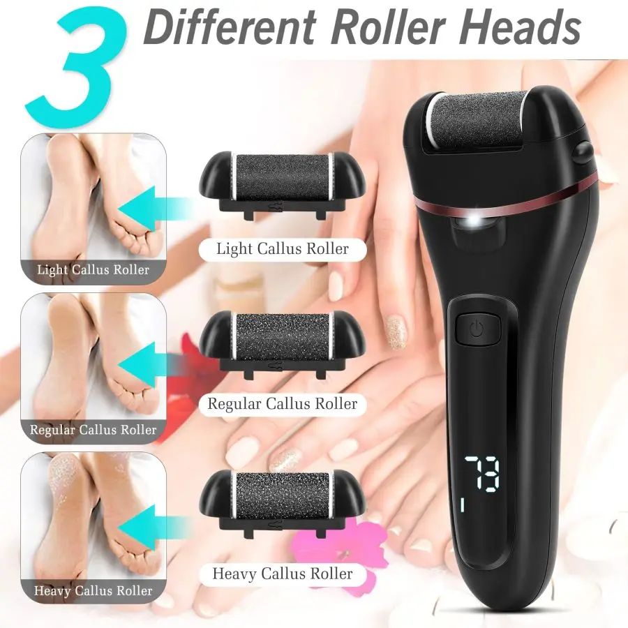 Electric Feet Callus Remover Electronic Foot File Pedicure Kits, Waterproof Foot Scrubber Rechargeable, Portable Pedicure Tools