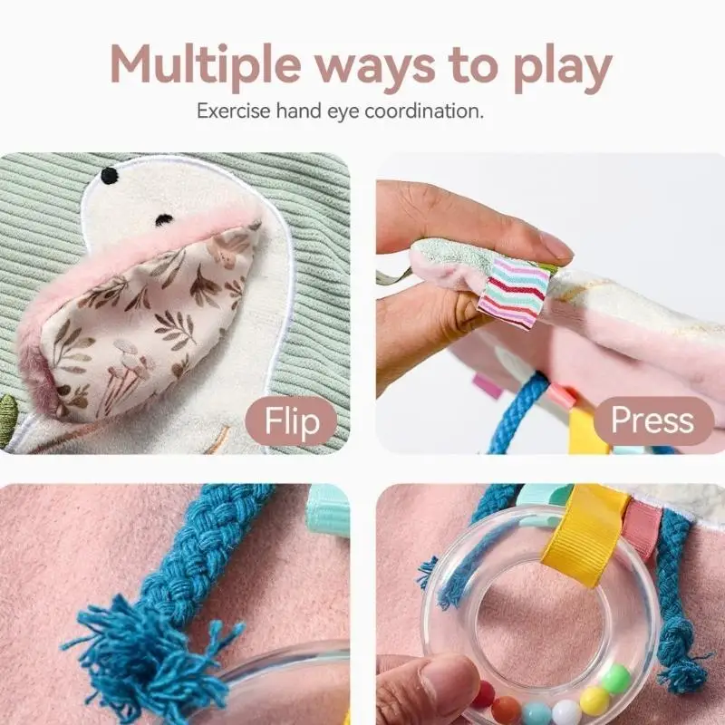 Colorful Baby Rabbit Soothing Towel Toy Easy Grip Comforter Promote Visual Development Sensory Stimulation Teether Toy A2UB