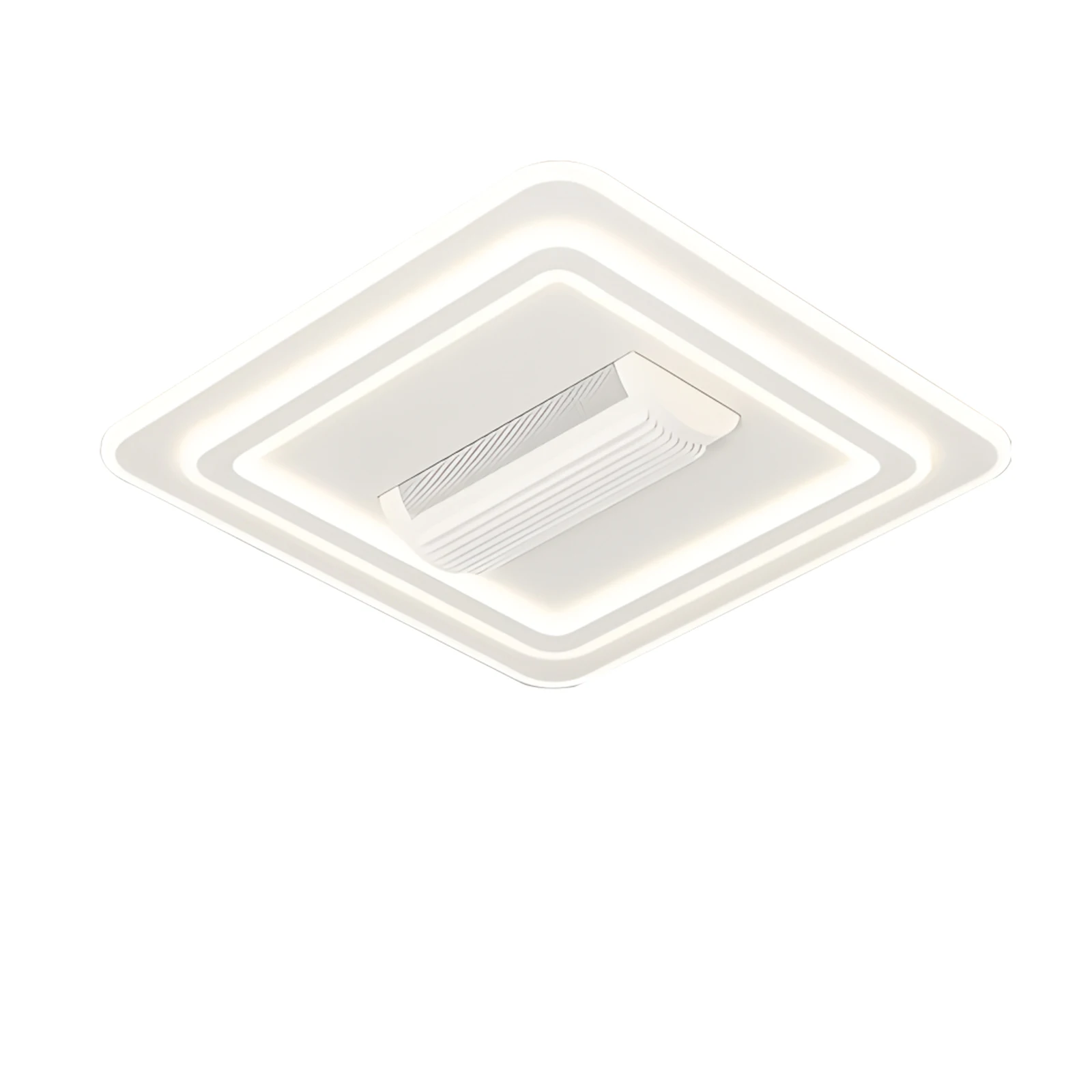 Quadratische Deckenlampe mit Ventilator, moderner, blattloser, intelligenter Lüftungsventilator, Fernbedienung, Dimmbarkeit, 6 Geschwindigkeiten, Heimdekoration, cooler Deckenventilator mit Licht.