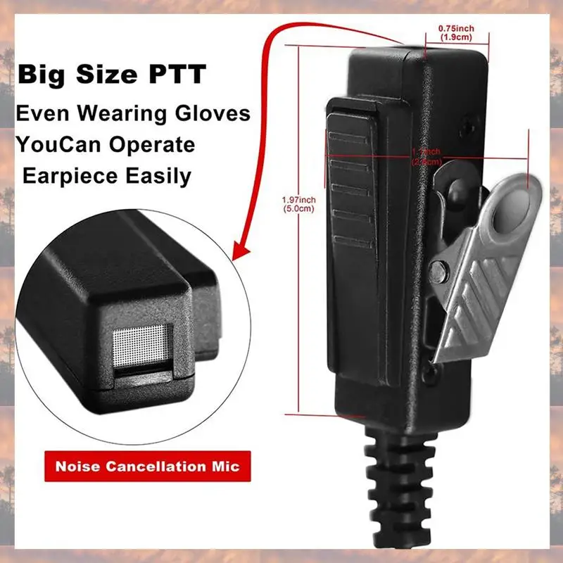 N75R-2X Earpiece Acoustic Tube Radio Ear Piece Two Way Headset With Mic For Motorola APX6000 APX4000 APX7000