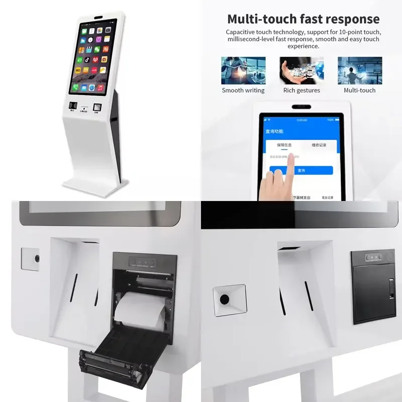 32 Inch All in One Self Service POS System Order Kiosk with Windows Touch for Shopping Mall Applications Includes SDK