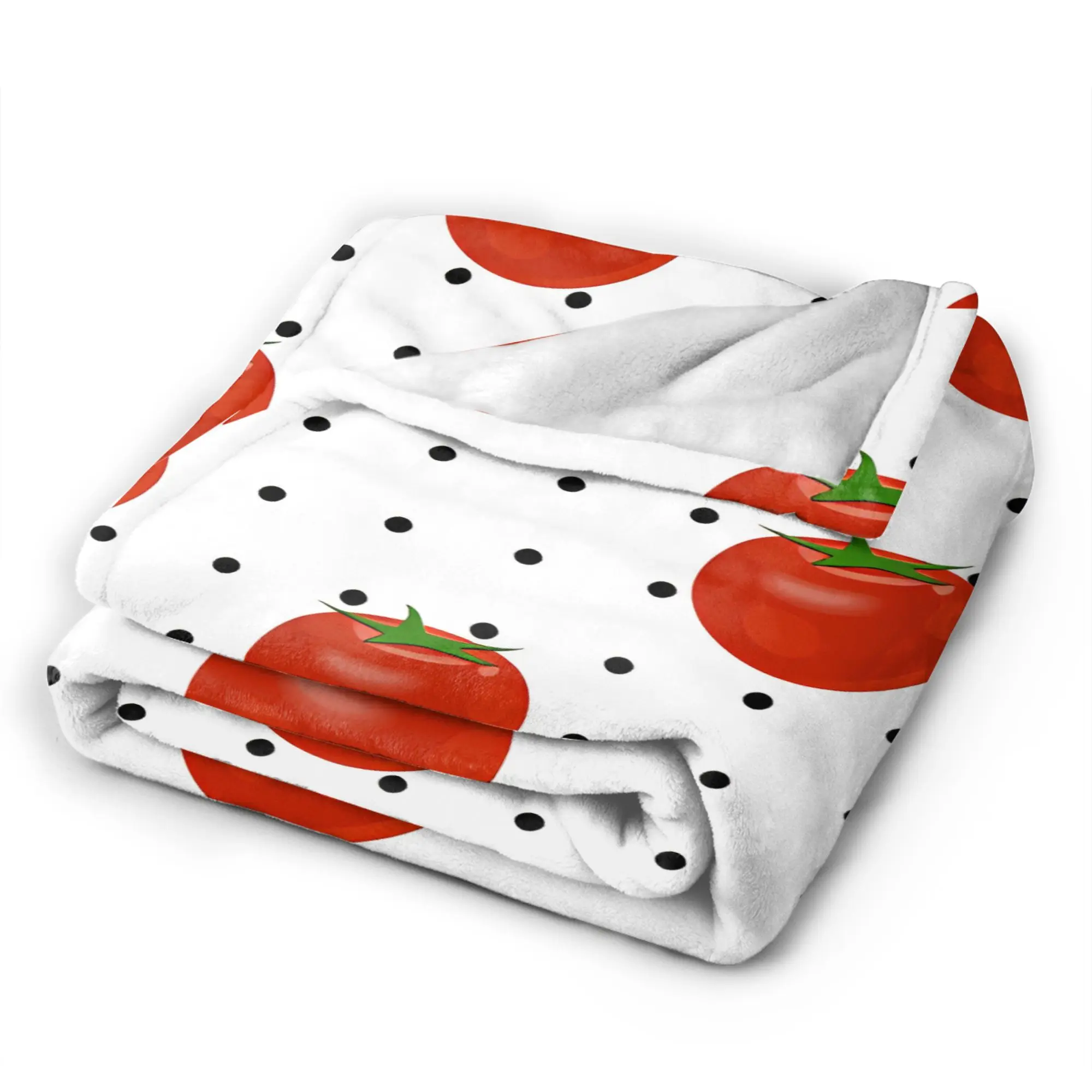 Tomato - Red Background Throw Blanket Soft Comfy Novelty Blanket  For Living Room Plane Travel Flannel Bedspread Bed Cover