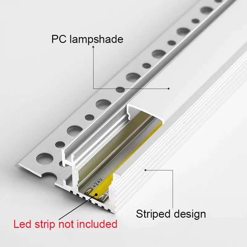 Unilateral LED Aluminium Profile 2m Ceiling Hard Bar Strip Lighting Upward Gypsum Plaster Channel Linear Lamp For Home Indoor