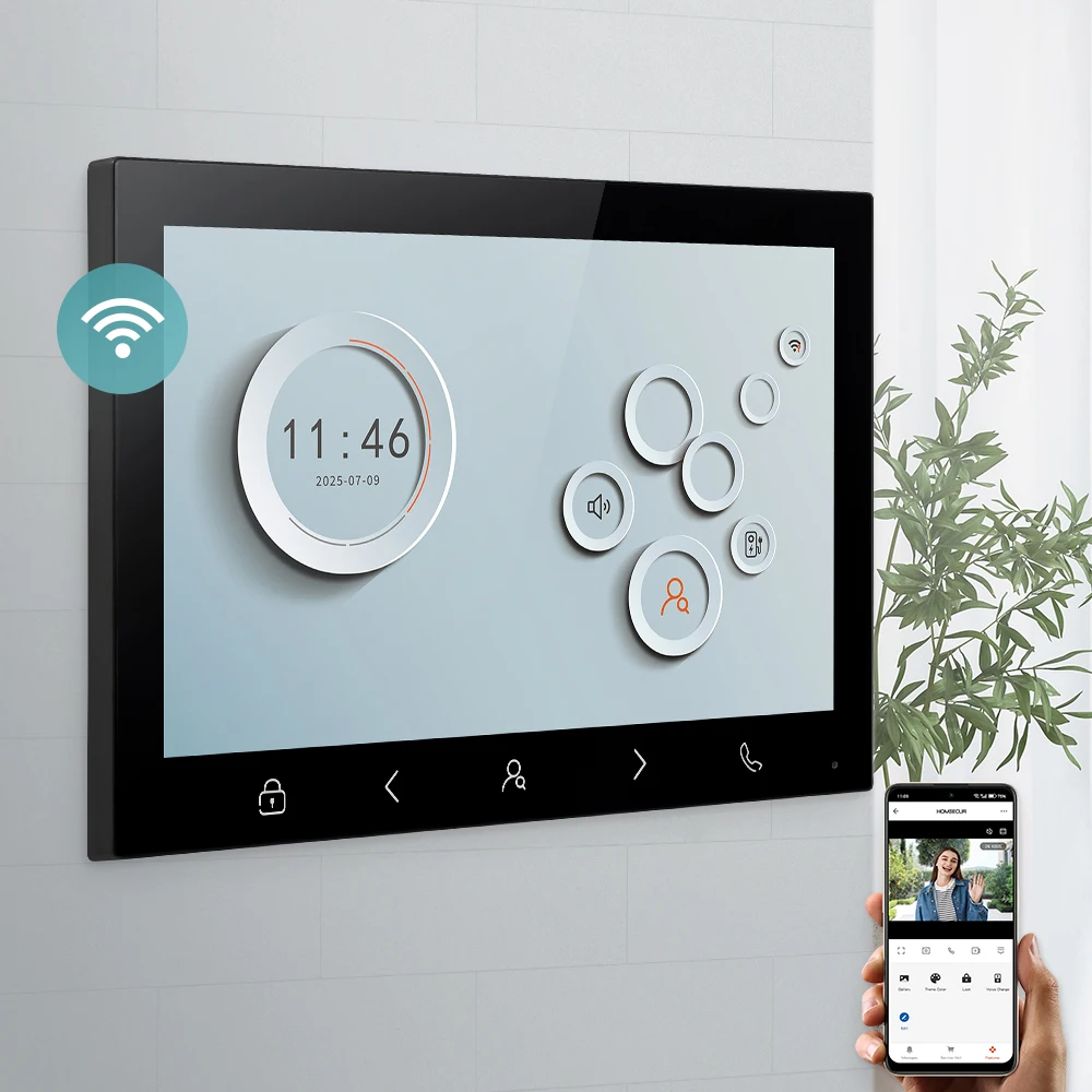 

HOMSECUR XM103D 10-дюймовый Wi-Fi внутренний монитор для 4-проводного видеодомофона HDS