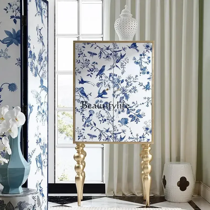 

yj58 Solid wood French antique high-footed multi-purpose vertical cabinet, entrance storage locker