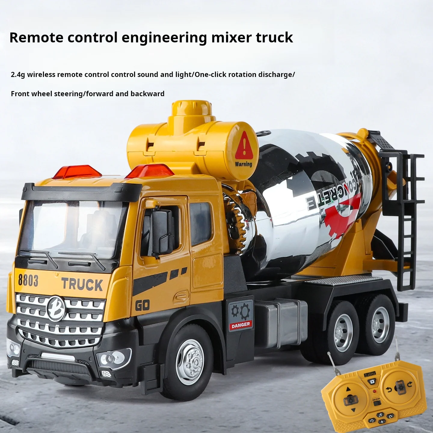 1:18 Alloy Wireless Remote Control Electric Mixer Truck Toy Engineering Cement Tanker Rechargeable One-Click Start