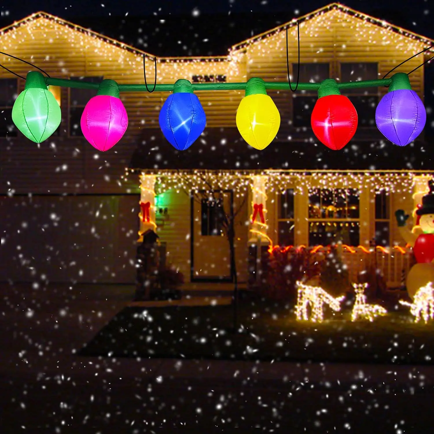 Christmas Inflatable Ornament Balls, 15 FT Lighted Blow-Up Holiday Decor for Indoor Outdoor Home Party