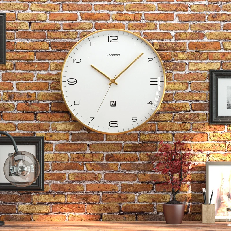 

Langpin Modern Nordic Fashion Simple Living Room Home Bedroom Office Silent Clock Wall Clock Quartz Clock Hanging Watch