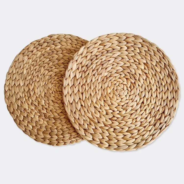 HeMu Natual Straw Weave Rattan Round Placemats Cups Mat Thickened Insulation Mat Dining Table Home Decor  Sand Pot Mat